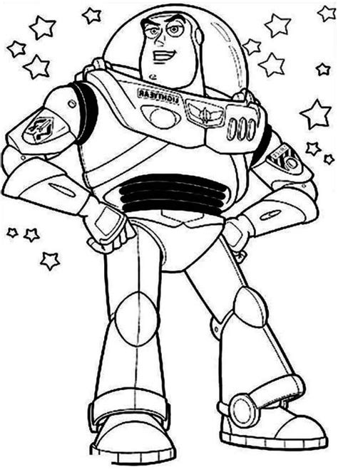 Buzz lightyear is a space ranger, and wears a space suit with various features such as retractable wings and transparent helmet, a laser weapon, and various sound effects. First Introduction of Buzz Lightyear in Toy Story Coloring ...