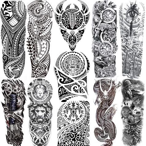 Buy 11 Sheets Nezar Maori Temporary Tattoo Sleeve For Men Adults Tiki Turtle Manta Waterproof