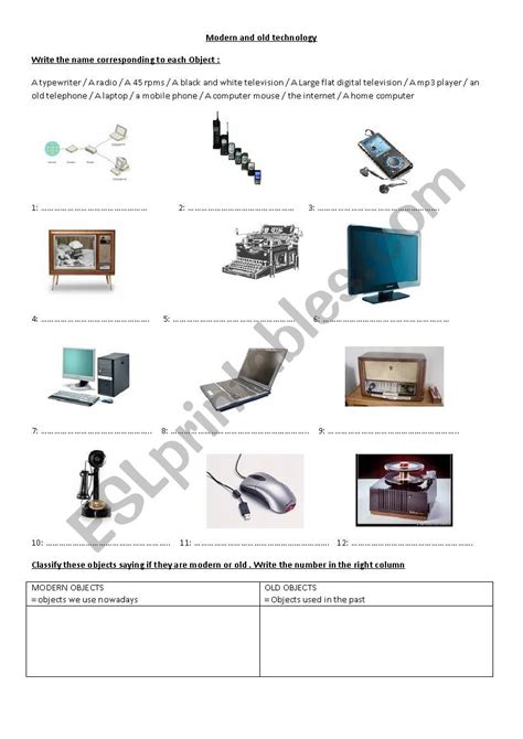 Modern And Old Technology Esl Worksheet By Doudouille