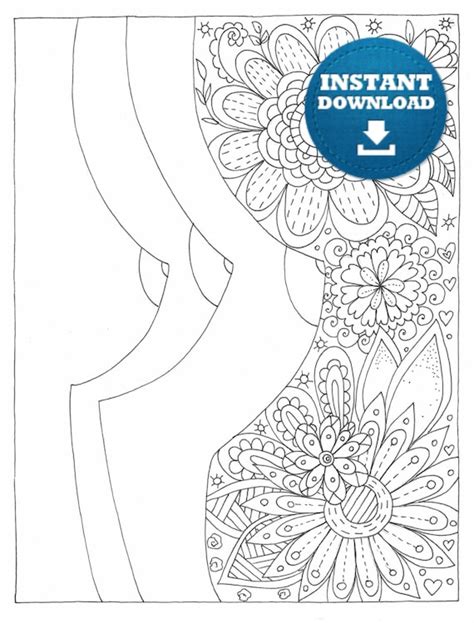 Drawing Illustration Digital Funny Adult Coloring Page Instant Digital Printable Download