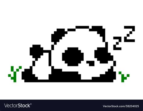 Pixel Sleeping Panda Image For 8 Bit Game Assets Vector Image