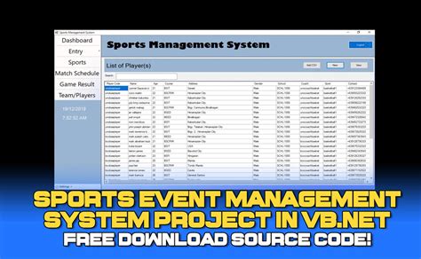 Sports Event Management System Project In Vb Net Source Code