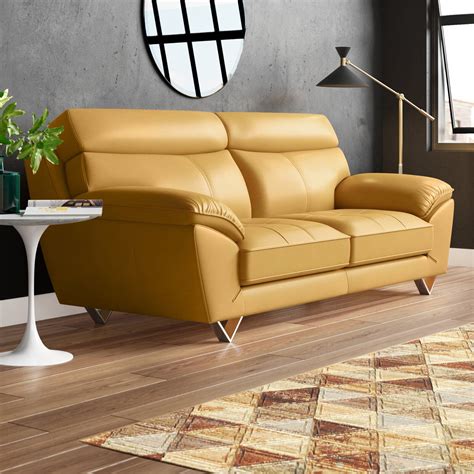 Mustard Yellow Sofa Leather Baci Living Room