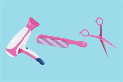 Hair Dryer Comb And Scissors Illustrations