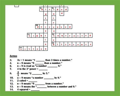 In graph theory, the crossing number cr(g) of a graph g is the lowest number of edge crossings of a plane drawing of the graph g. Writing Expressions Crossword Puzzle | Writing expressions ...