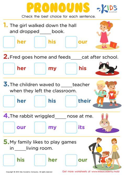 Pronouns Worksheet For Grade 1