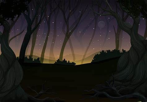 Scene With Fireflies In Forest At Night 301713 Vector Art At Vecteezy