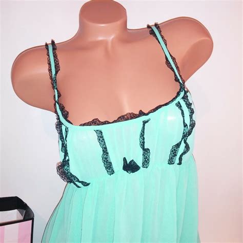 Victoria Secret Lingerie Fairy Babydoll Medium Aqua B… - Gem