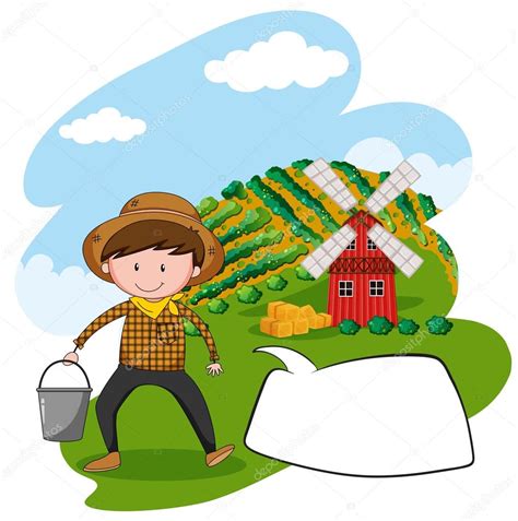 Campesino campesino agricultor campesino cosecha personaje. Campesino trabajando en las tierras de cultivo — Vector de ...