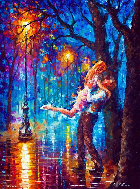 A Blue Park Romance Leonid Afremov S Beautiful Canvas Art Etsy Art Painting Oil Painting