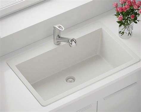 T White Large Single Bowl Topmount Trugranite Sink