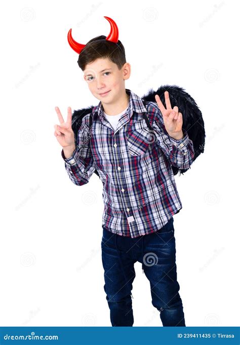 Cute Little Boy With A Devil Costume Stock Image Image Of Expression