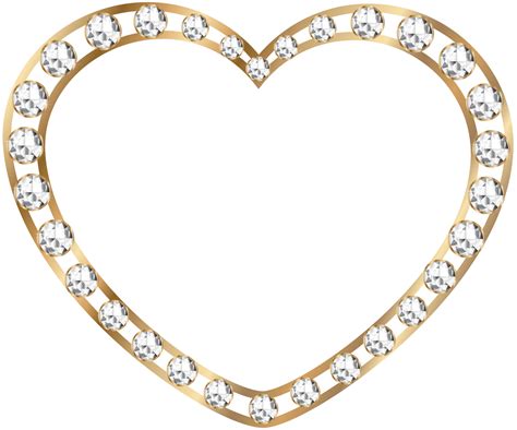Gold Heart With Diamonds Transparent Png Image