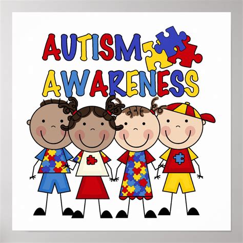 Stick Figure Kids Autism Awareness Poster Zazzle