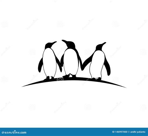 Cute Penguin Silhouette Vector Design Illustration Stock Illustration