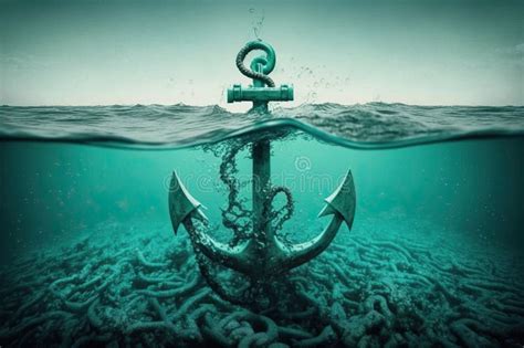 Anchor On The Bottom Of The Ocean Underwater Abandoned Anchor From A