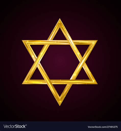 Jewish Star David Golden Six Pointed Star Vector Image
