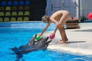 Naked Girl Hanging Out With The Dolphins Porn Pic
