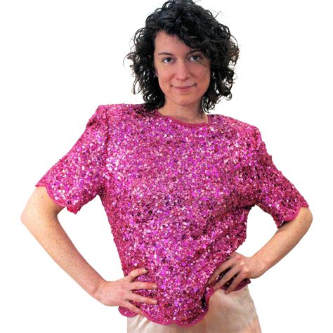 1980s NOS Pink Beaded Sequin Top with Tags size L | Sequin top, Tops, Hot pink tops