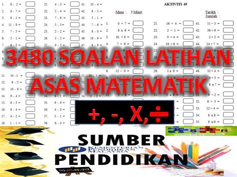 3480 Soalan Latihan Asas Matematik Tambah Tolak Darab Bahagi Sumber