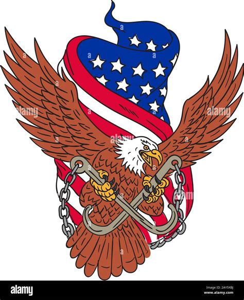 American Flag With Eagle Drawing