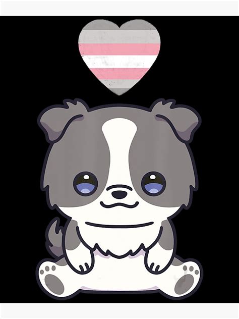 Demigirl Border Collie Dog Lgbtqia Pride Flag Anime Kawaii Poster For