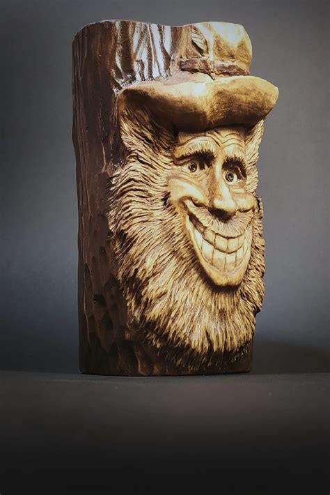 Tree Spirit Wood Spirit Wood Carving Woodcarving Old Man Etsy