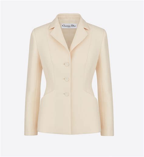 Christian Dior 30 Montaigne Single-Breasted Bar Jacket in White Wool