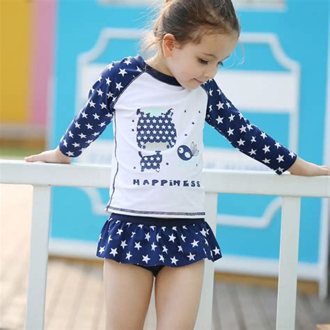New Girls Swimwear 2016 Summer Kids Star Print Swimsuit Child Swimming