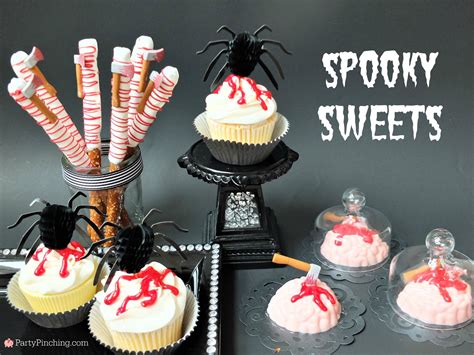 Spooky Halloween Treats Bloody Spider Cupcakes Brain Cookies Hatchet