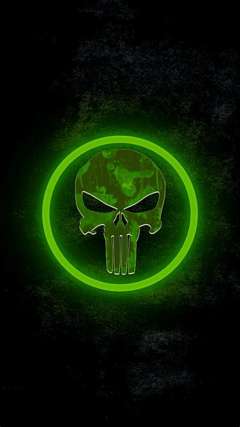 Free delivery for many products! Green Punisher Skull Wallpaper