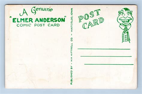 Lodge Scene Taxidermy Artist Signed Elmer Anderson Comic Unp Chrome Postcard H16 Other