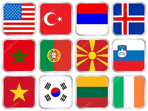 National Flags Square Icon Set Stock Vector Image By ©julydfg 5378245