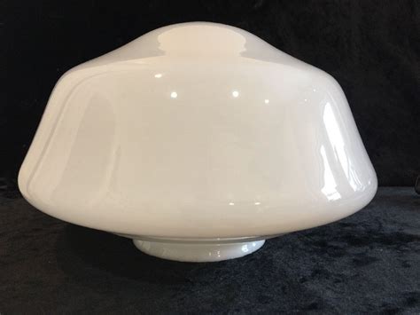 Large Vintage White Milk Glass School House Ceiling Light Shade Globe Fixture Ebay Lamp