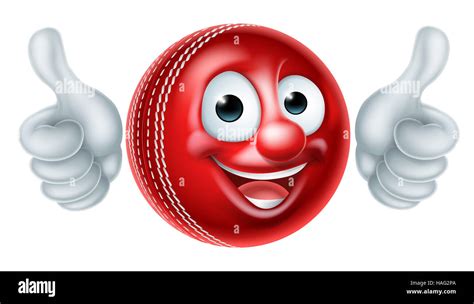 A Cartoon Cricket Ball Man Mascot Cartoon Sports Character Giving A