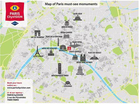 Map Of Paris Monuments Paris Map Paris Tourist Tourist Map