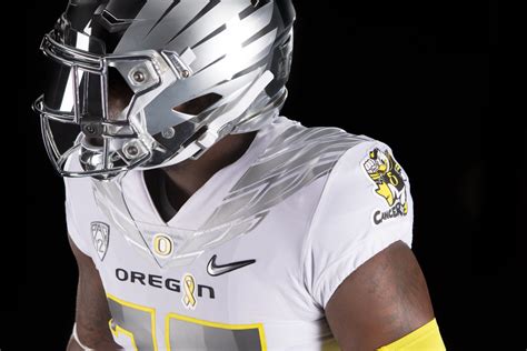 The football team rolled out the new uniforms that will feature the yellow helmet with blue decals and facemask. 4 cool things about Oregon's 2017 'Stomp Out Cancer ...