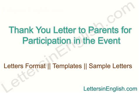 Thank You Letter From Principal To Parents Thank You Letter To