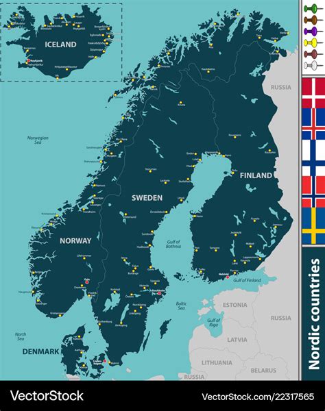 Map Of Nordic Countries Royalty Free Vector Image
