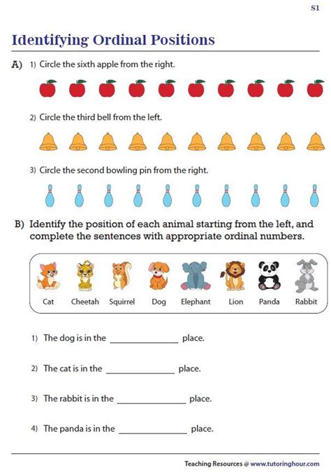 Ordinal Numbers And Positions Worksheets Ordinal Numbers