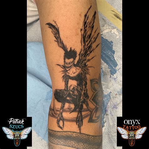Patrickryuk Death Note Tattoo Black And Grey Valkyrie And Wolf Ryuk