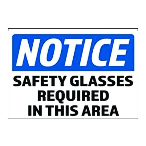 Notice Safety Glasses Required In This Area Safety Sticker Decal