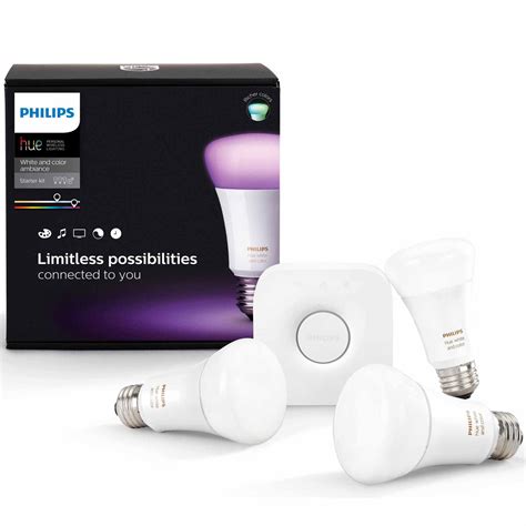 Philips Hue White And Color Ambiance Starter A19 Kit 3rd Generation