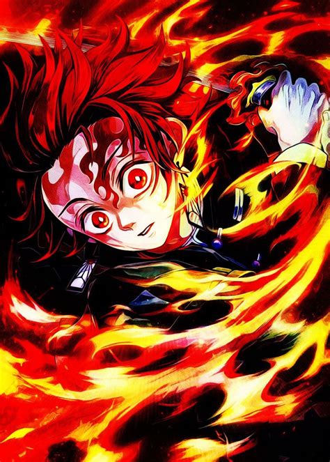Anime Demon Slayer Tanjiro Metal Poster Print Reo Anime Displate