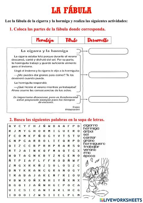 La Fabula Online Pdf Exercise Spanish Teaching Resources Teaching