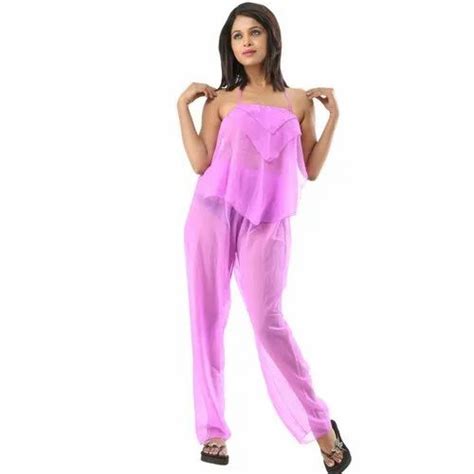 3 Piece Elegant Lavender See Through Pajama Set At Rs 450set 7 Color