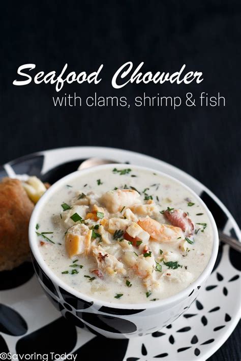 Seafood Chowder Recipe With Clams Shrimp Fish