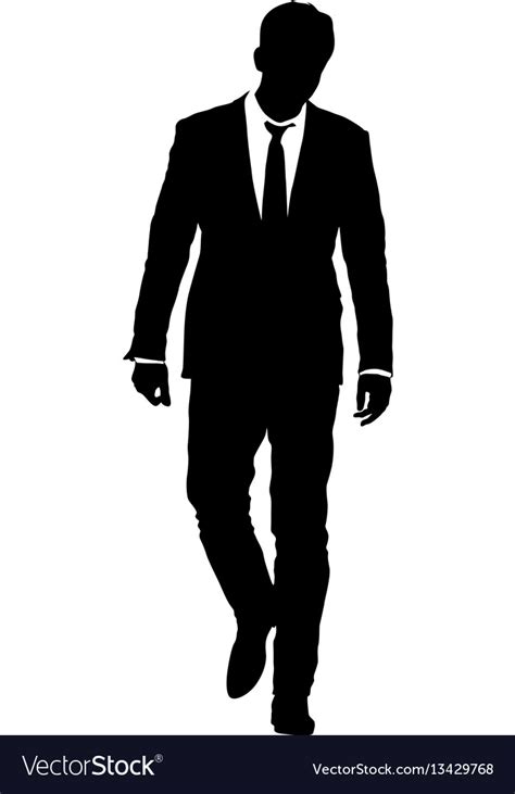 Silhouette Businessman Man In Suit With Tie Vector Image