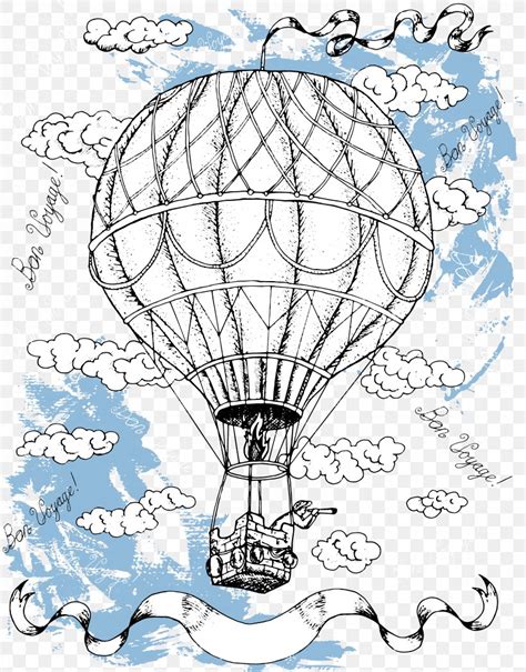 Hot Air Balloon Drawing Illustration Png 3440x4396px Line Art Area Artwork Balloon