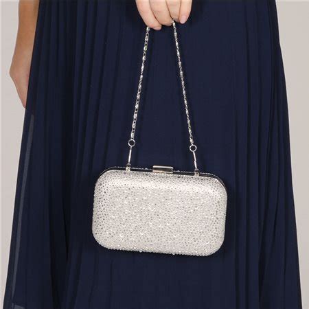The Perfect Bridal Company Sammy Sparkly Clutch Bag Silver Jonzara